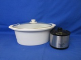 Mixed Lot Crockpot  Insert 15”L x 12”W x 8”H With Lid & Small 5” Crock Pot w/Lid Works -