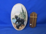 Mixed Lot Of 2 Wall Decor Black Bears 15 ½”L Holland Mold & 10” Wooden Cross -