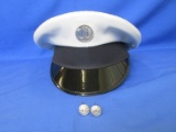 Keystone Uniform Cap Fire Department Missing Band Has Silver Tone F.D. Buttons & Front Pin -