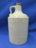 Small Stoneware Jug w/ Cork – 7 1/2”T(w/o cork) x 4 1/4”Dia – Unmarked – Good condition