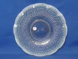 Ruffled Moonstone Plate – Opalescent Hobnail by Anchor Hocking – 11” in diameter