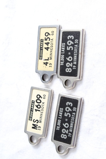 4 Vintage DAV Key License Tags 1950 Minnesota Set & 1960 Minnesota (2)