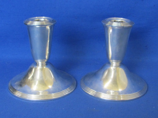 Nice Pair of Sterling Silver Candlesticks by Newport – 3 1/2” tall – Weighted Bases