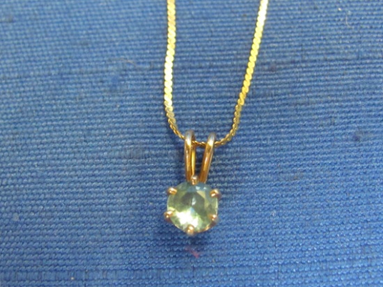 14 Kt Gold Pendant & 16” Chain – Blue Stone – Total weight is 1.8 grams