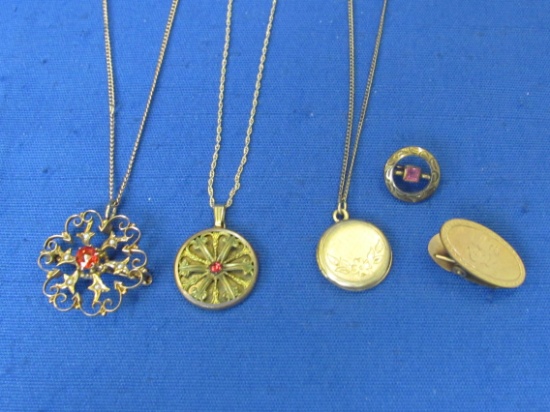 Vintage/Antique Jewelry: Many Gold Plate – Pin/Pendant – Locket – Clip