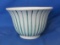 4 ½” x 6 ½” - Pottery Bowl w Green Vertical Stripes - Norwegian?