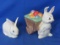 Set Of 2 1 Easter Themed Candy Dish & 1 Ceramic Rabbit