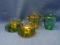 12 Pieces of Akro Agate Childrens Tea Set Glassware - 1935/36 - Stippled Band Pattern