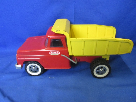 Vintage Tonka Dump Truck - Pressed Steel - 13 1/2"L - Dual Back Wheels