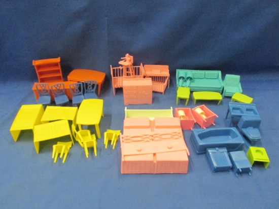 Large Assortment of Doll House Furniture - 41 Pieces - Most Marked MPC