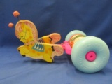 Vintage 1962-65 Fisher Price Pony Chime Pull Toy - #137 - Plastic, Wood & Metal