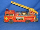 Vintage Tin Toy Fire Truck Made In Japan 13”x 3”