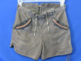 Vintage German Men's Lederhosen Shorts, Leather