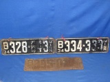 14 ½” x 4 ½” Minnesota License Plate 1934 Lot Of 5