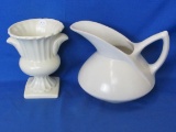 Lot Of 2 Pottery Items 1 Pitcher 6” x 3 ½” & 1 Flower Pot? 6” x 4 ½”
