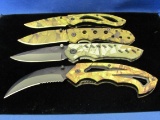Lot Of 4 Camo Knifes With Belt Clips