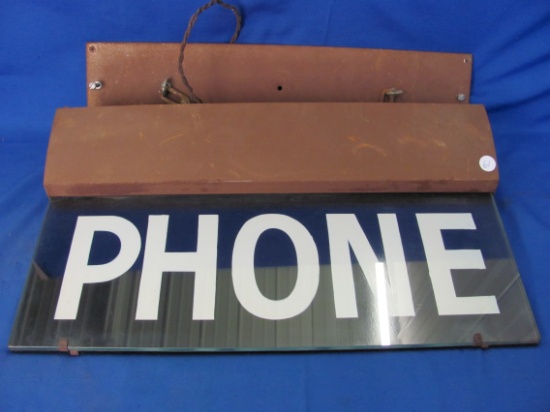 20”x22 Vintage Lighted Double Sided Glass Phone Sign (Heavy Item)