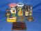 Box Of Assorted Mini-Bar Bottles-3 Jars Of Buttons-Velox Tube Repair Tin & More