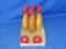 Box Of Wooden Bowling Pins & Balls Pins Stand Approx 6” High