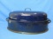 Blue Enamel “Savory” Oval Roasting Pan with Lid – About 18” x 11 1/2”