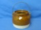 Small Wire Handled Bean Pot – Brown & Grey Glaze – No Lid – 4 1/2” tall – 5” in diameter
