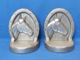 Horse Head & Shoe Bookends by Whitehall Metal Studios – 5 3/4” tall – With sticker