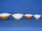 Set Of 4 Pyrex Bowl Set - Early American Pattern