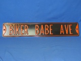 32” x 6” Harley Biker Babe Ave Metal Sign
