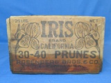 Wood Crate/Box “Iris Brand California Prunes – Rosenberg Bros & Co.” - 15 1/2” x 9 3/4”
