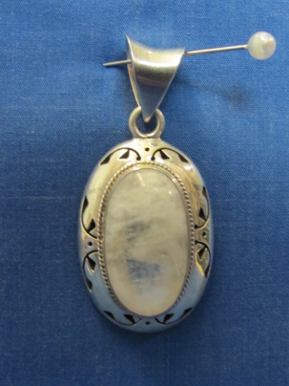 Sterling Silver & Moonstone Pendant – 2 1/8” long – Total weight is 19.9 grams