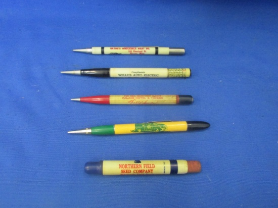 Lot Of 5 Assorted Minnesota Advertising – 4-Mechanical Pencils & 1-Bullet Pencil – “All Work”