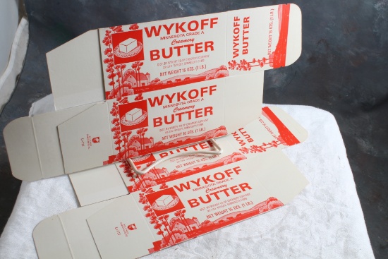 Vintage (2) Wykoff Minnesota New/Old Stock Butter Boxes Unused