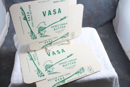 Vintage (2) Vasa Minnesota New/Old Stock Butter Boxes Unused
