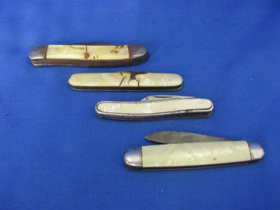 Lot Of 4 Mother Of Pearl Antique Pocket Knives