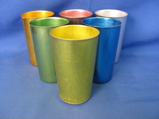 Lot Of 6 Vintage Bascal Aluminum Tumblers Cups 4 1/2"
