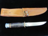 Hunting Knife Blade Measures 4 ¾” With Belt Loop Leather Sheath For The Knife