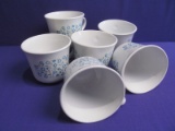 Lot of 6 Corelle Blue Heather Floral Coffee & Tea Cup by Corning In (Good Condition)