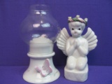 Collectible Figurines & Porcelain Candle Lamp (Good Condition)