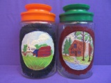 Lot of 2 Collectible Home Decor/Hand Painted Candy Jar (Good Condition)