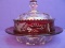 Vintage King Crown Ruby Stained Glass Butter Dish