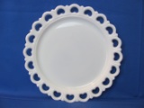 Large Milk Glass Platter – Laced Edge – 13” in diameter – Imperial?