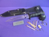 Vintage 1980's Rambo Fixed Blade Knife Survival Kit Handle Campass & Matches