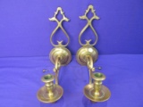 Pair of Vintage Brass Wall Sconces VMC Williamsburg Each 10 1/2” T and 9-10” Deep