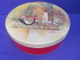 Vintage Decorative Tin – by Olive Can Chicago – 10” DIA x 3 1/2” T