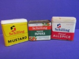 Vintage Spice Tins  - Schilling: Paprika, Mustard, Ground Allspice