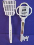 Vintatge Advertising: Pioneer Seed Corn Thermometer Key & Fly-Swatter  each 9” L