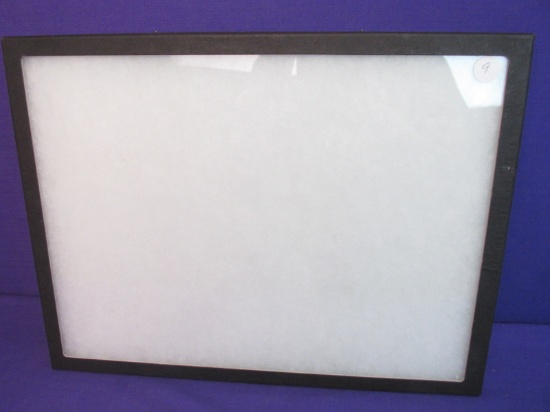 Display Case16 1/2” W x 12 1/4” T X 1 1/4” Deep – Glass Top over White Acrylic Fluff