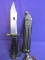 Vintage Military Combat? Knife – Can be attached like a bayonet – Heavy Black Handle