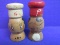 Vintage Salt & Pepper Shakers 2” Tall (Hand Painted Wood)