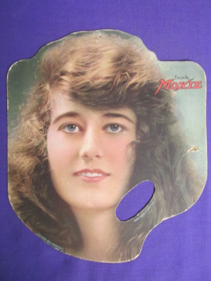 Moxie Soda Advertising Fan – Depicts Lillian Mac Kenzie - Star Spangled Banner on back
